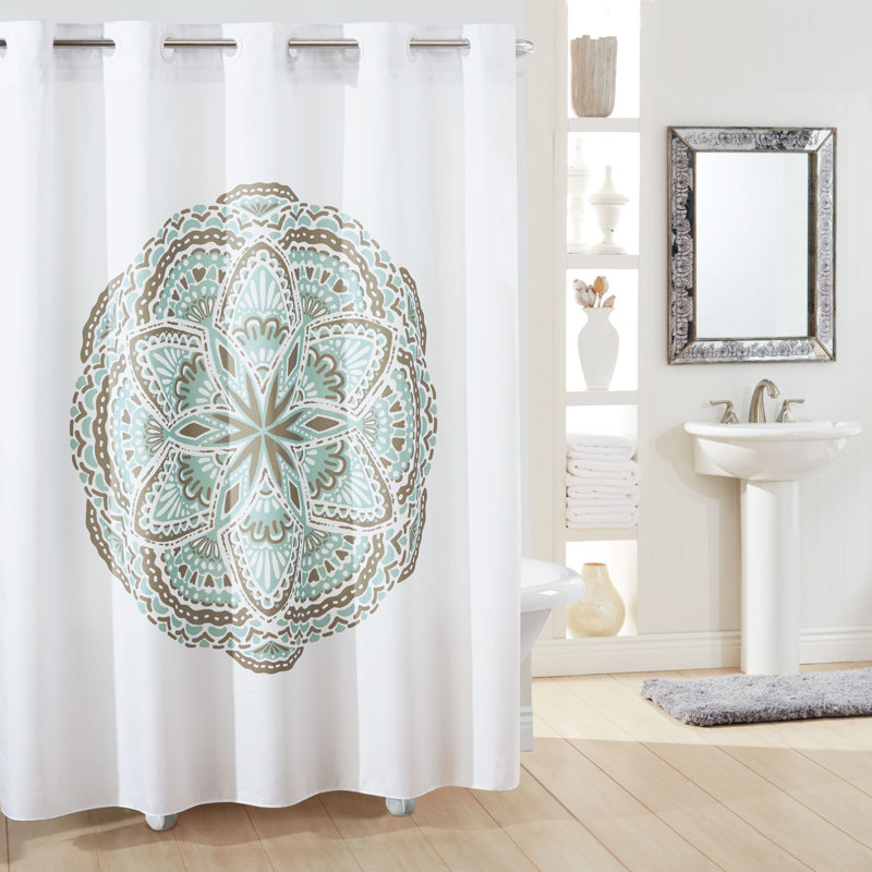 Hookless Shower Curtain Henna Medallion No Window With Liner Spa